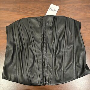 Indefeir Studios Black Faux Leather Corset Top Size XS NWT